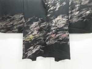 大正ロマン　抽象波模様織出し一ツ紋羽織